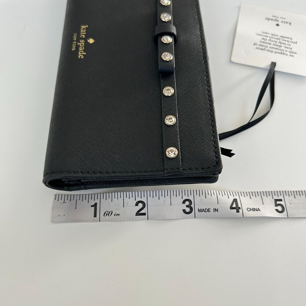 NWT Kate Spade Stacy Laurel Way Black Jeweled Wallet Bow Saffiano Leather - Picture 8 of 10